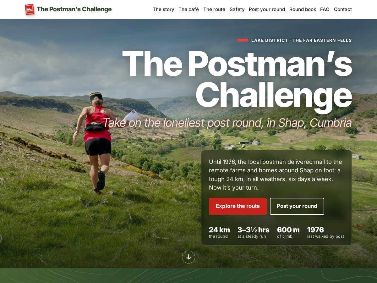 Landing-page snapshot of thepostmanschallenge.com