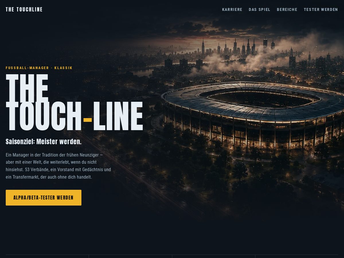 Landing-page snapshot of thetouchlinegame.com
