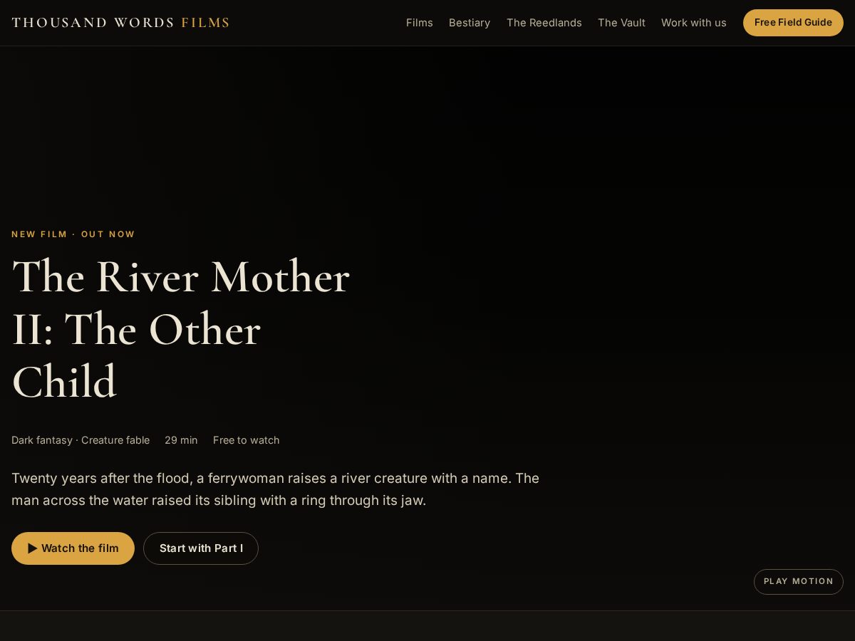 Landing-page snapshot of thousandwordsfilms.com