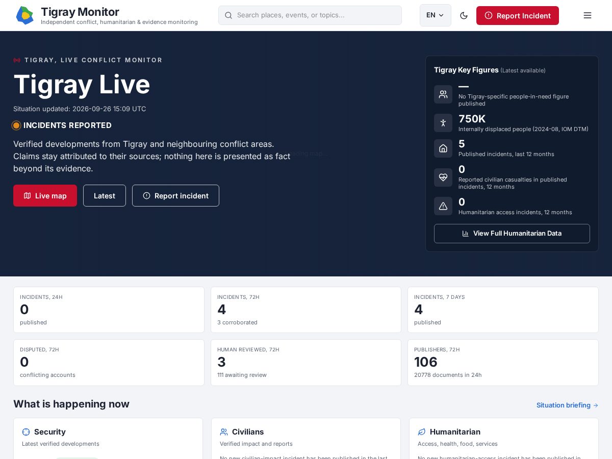 Landing-page snapshot of tigraymonitor.org