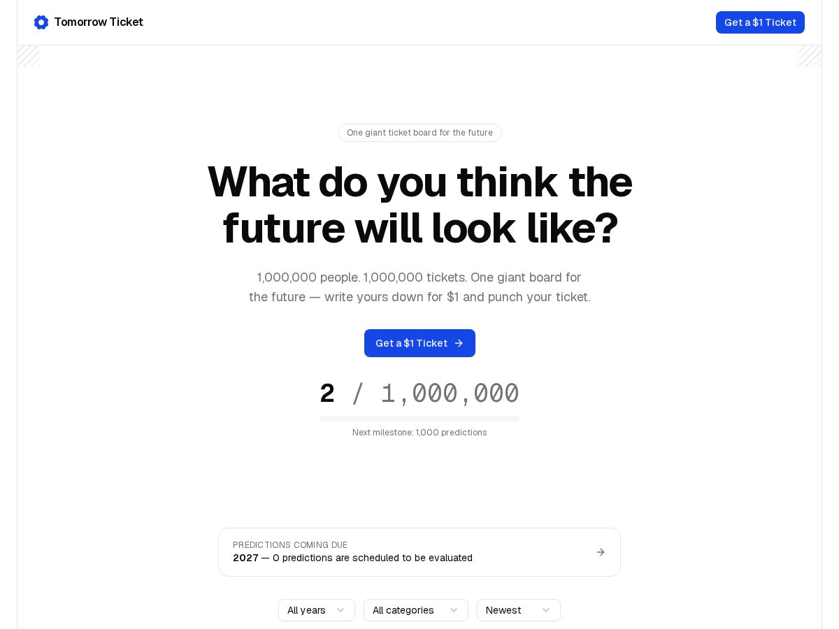 Landing-page snapshot of tomorrowticket.com