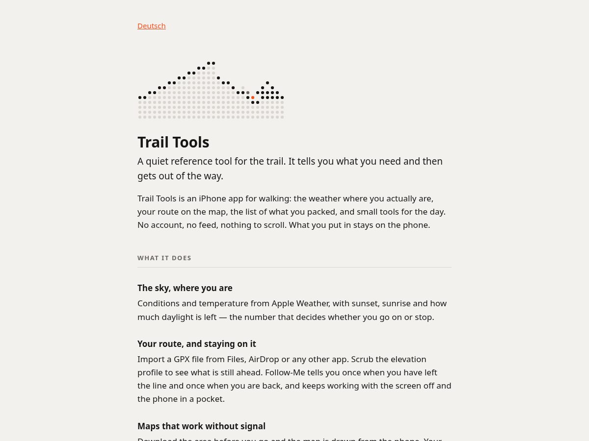 Landing-page snapshot of trailtools.app