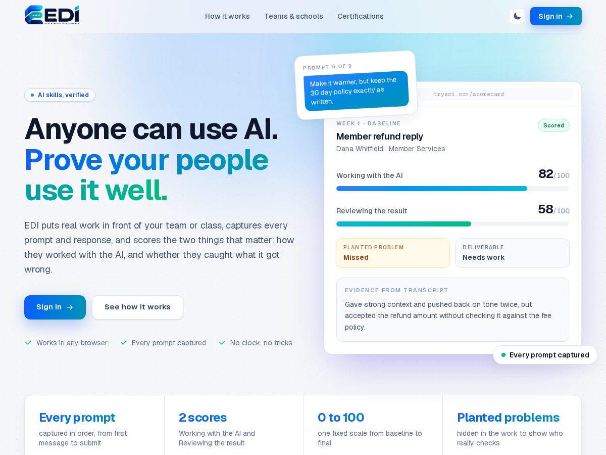 Landing-page snapshot of tryedi.com