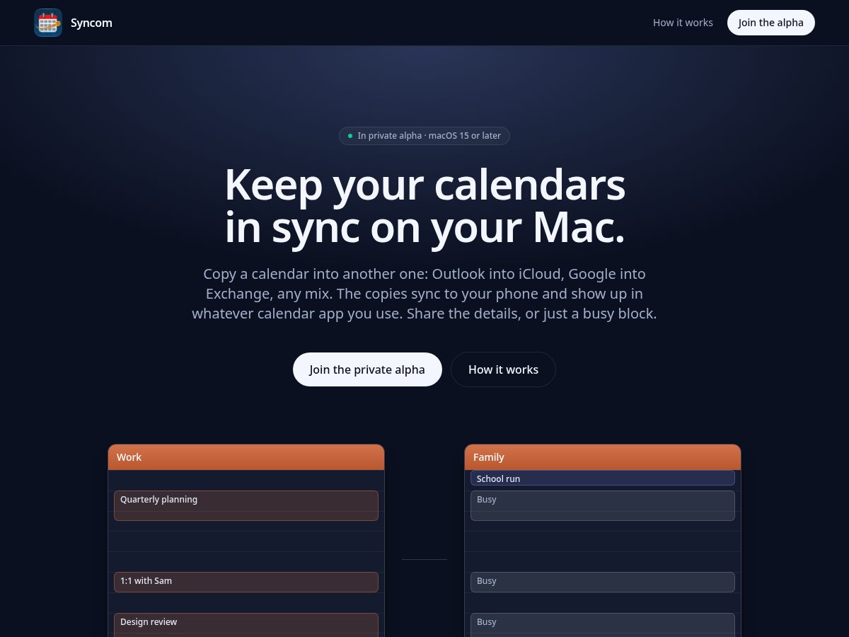 Landing-page snapshot of trysyncom.com