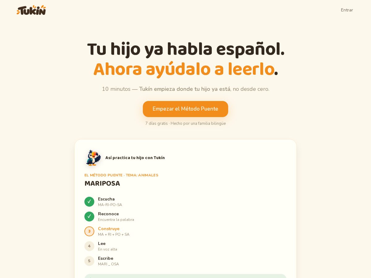 Landing-page snapshot of tukinapp.com