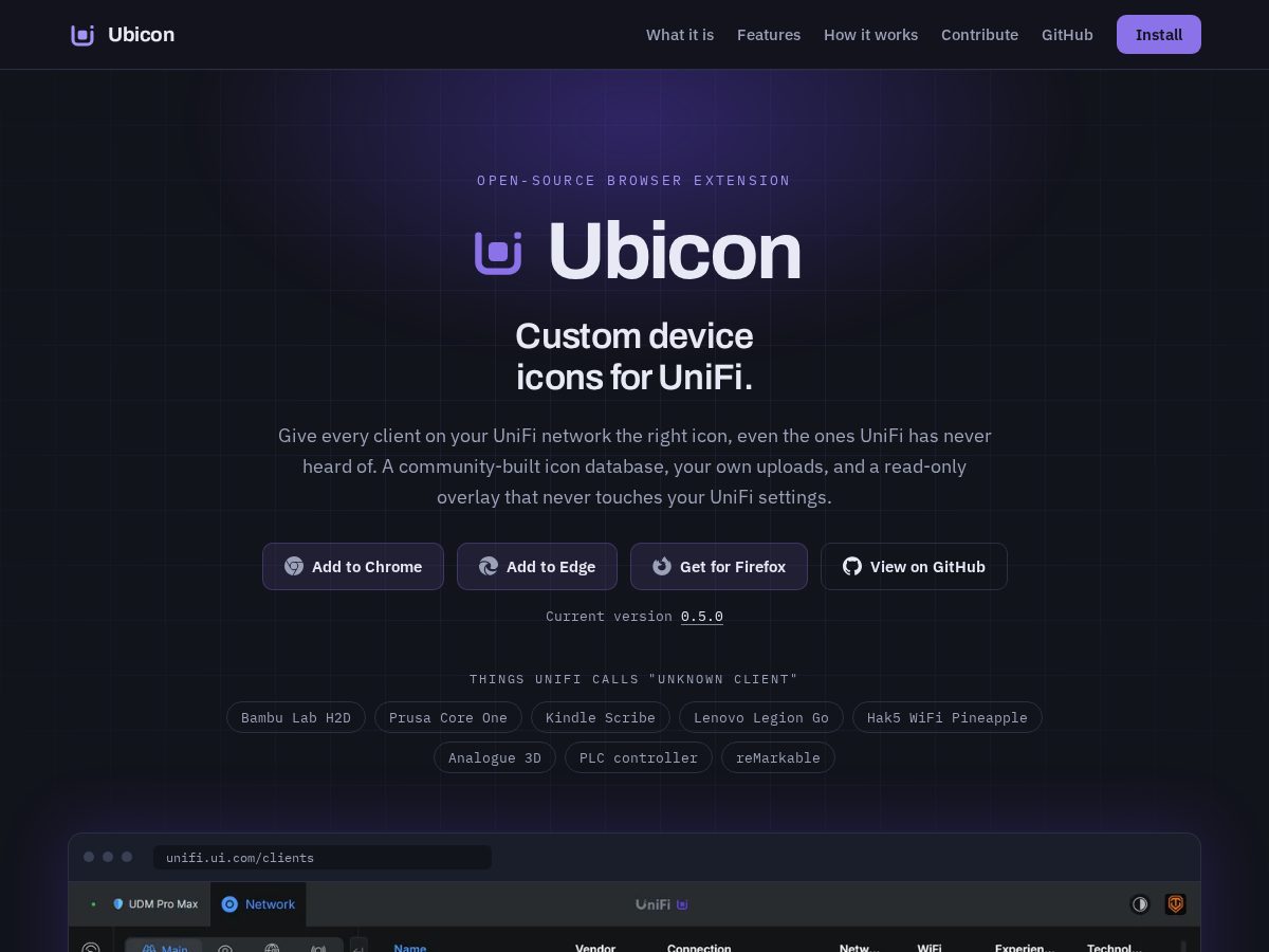 Landing-page snapshot of ubiconapp.com