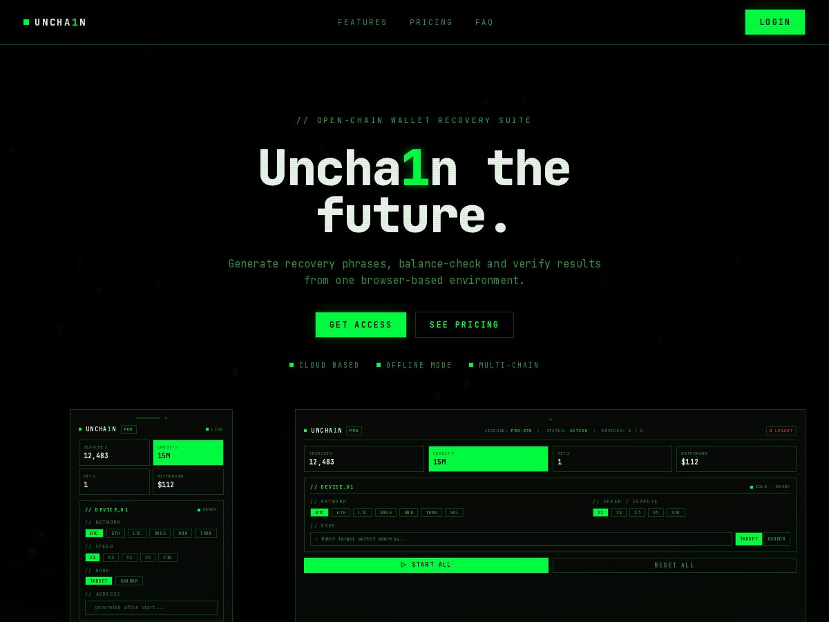 Landing-page snapshot of uncha1n.com