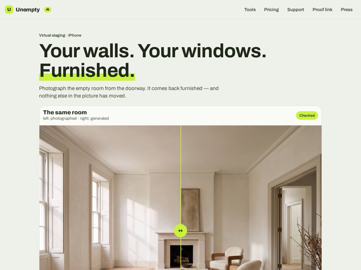 Landing-page snapshot of unempty.app