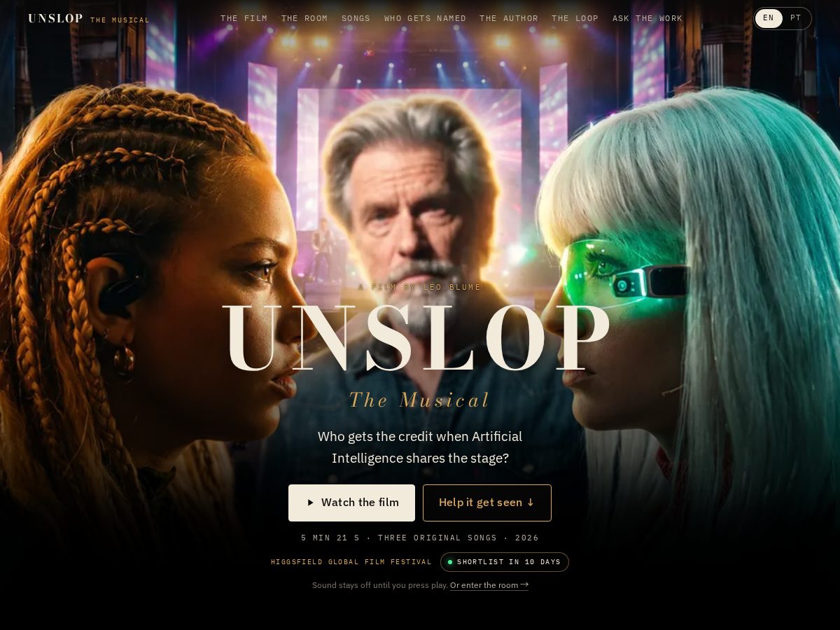 Landing-page snapshot of unslop.art