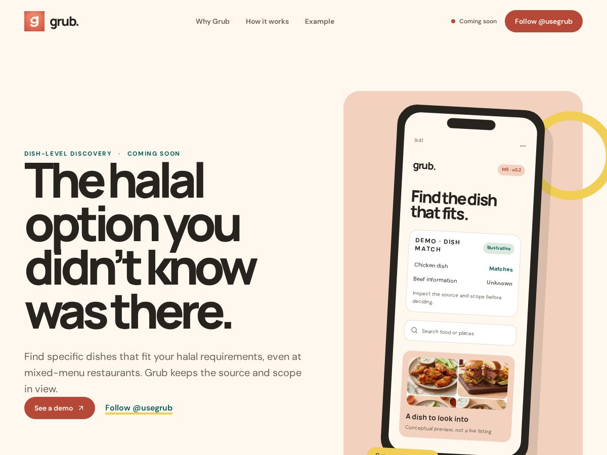 Landing-page snapshot of usegrub.app