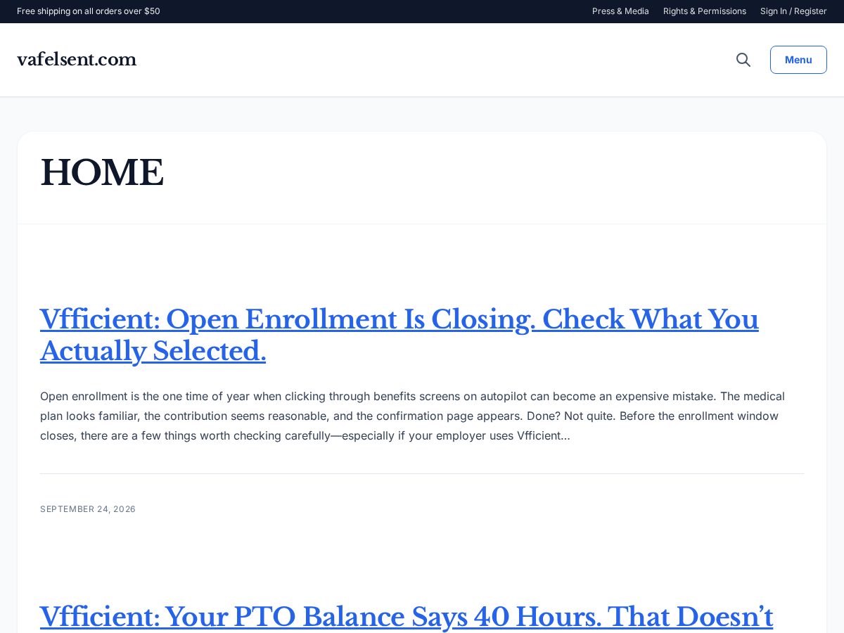 Landing-page snapshot of vafelsent.com