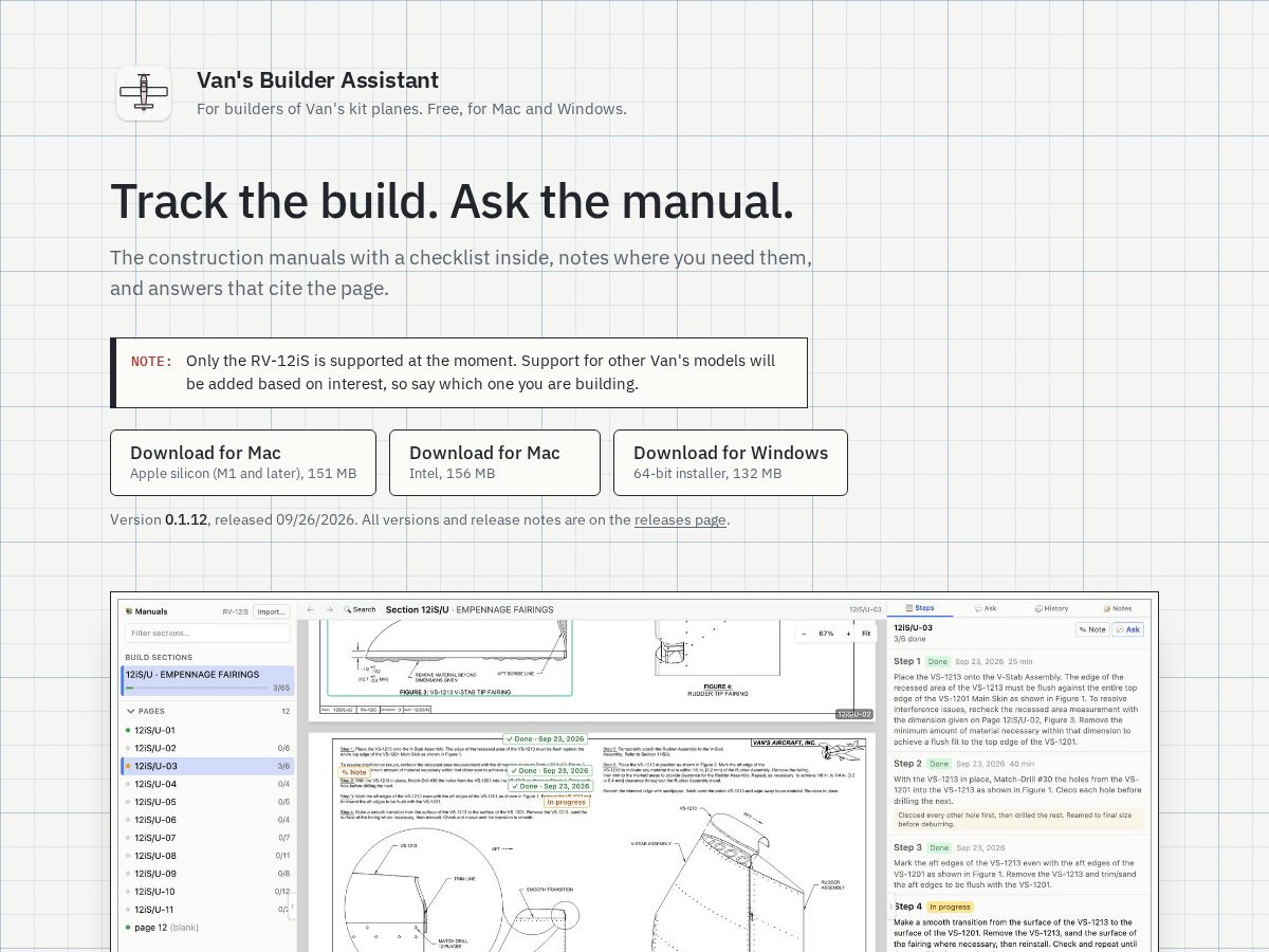 Landing-page snapshot of vansbuilderassistant.net