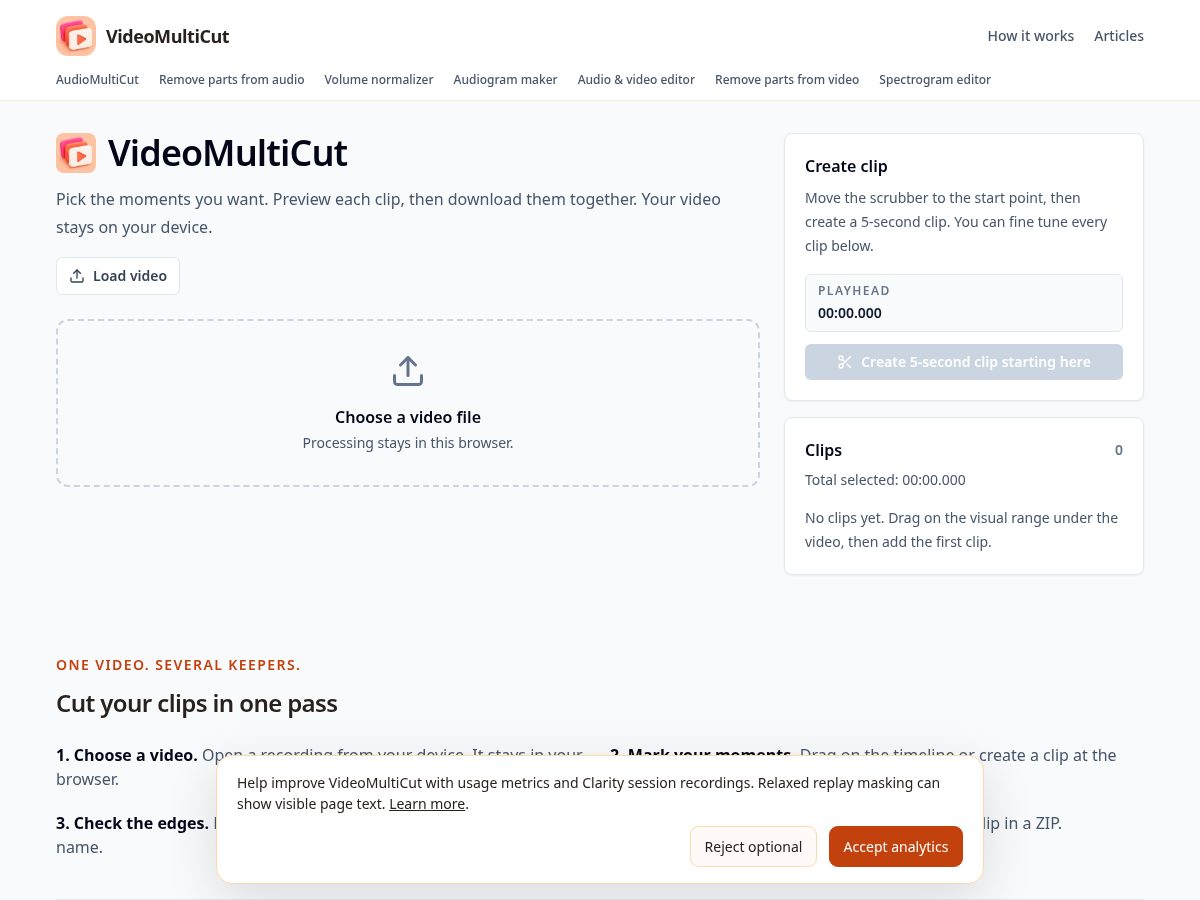 Landing-page snapshot of videomulticut.com