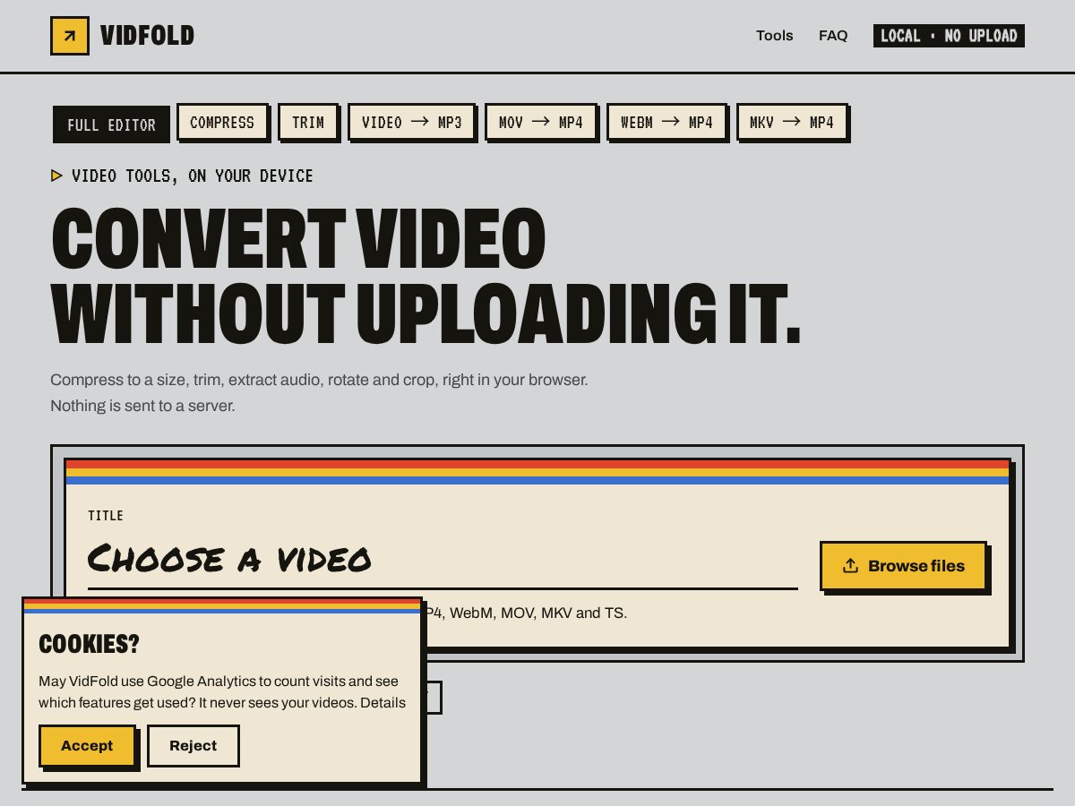 Landing-page snapshot of vidfold.com