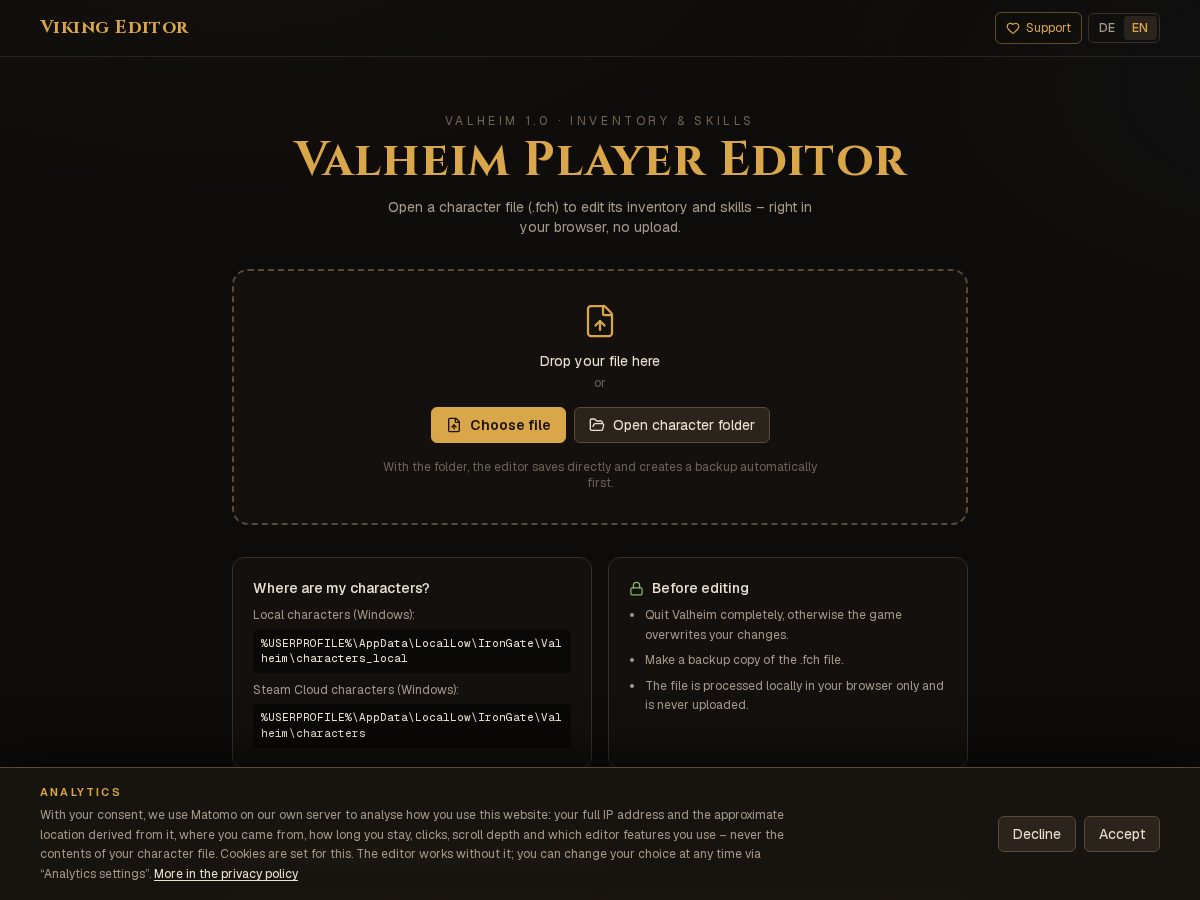 Landing-page snapshot of vikingeditor.com