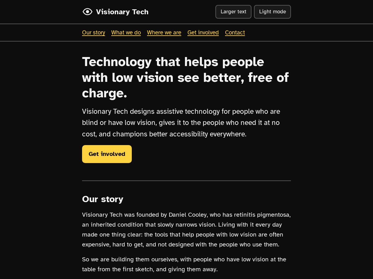 Landing-page snapshot of visionarytech.org