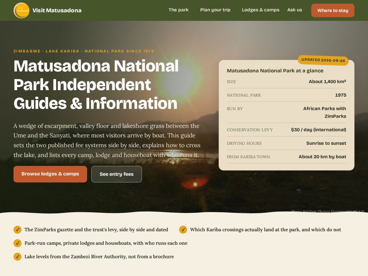 Landing-page snapshot of visitmatusadona.com