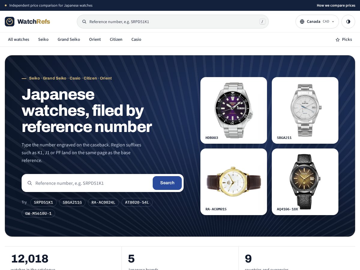 Landing-page snapshot of watchrefs.com