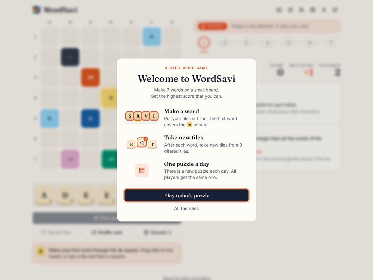 Landing-page snapshot of wordsavi.com