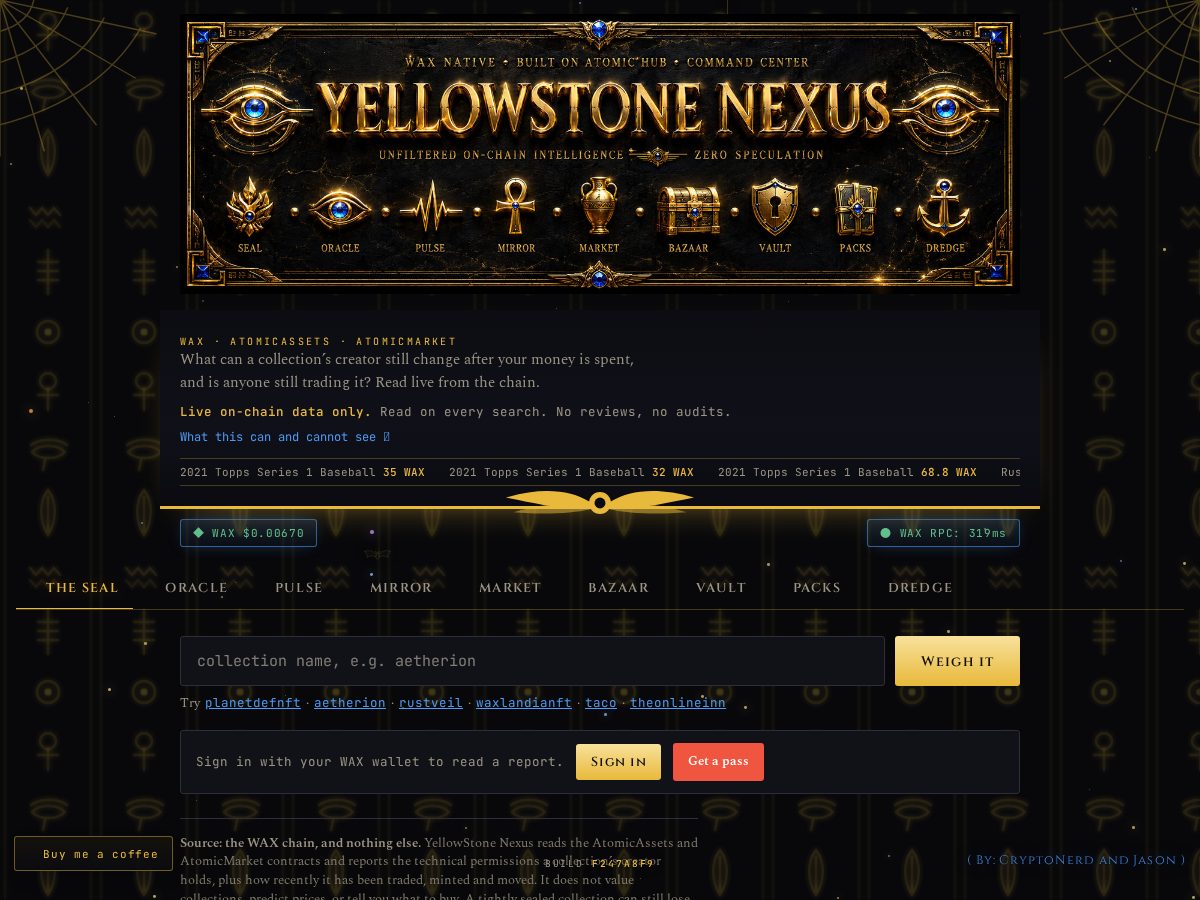 Landing-page snapshot of yellowstonenexus.com