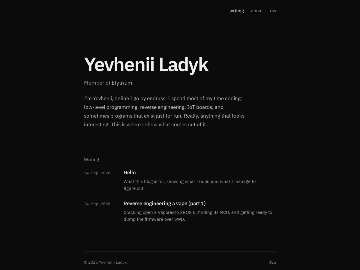 Landing-page snapshot of yevhenii.net