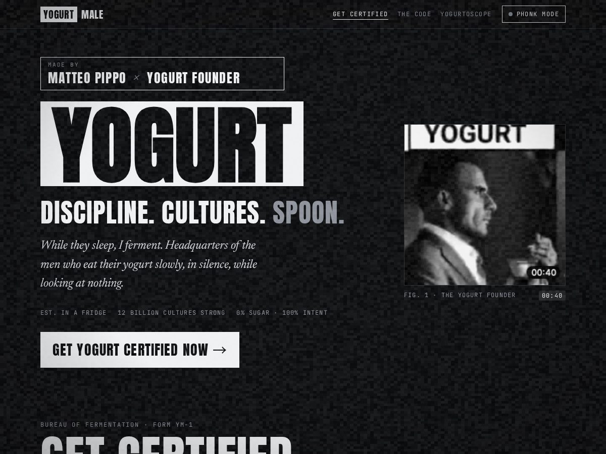 Landing-page snapshot of yogurtcertified.com