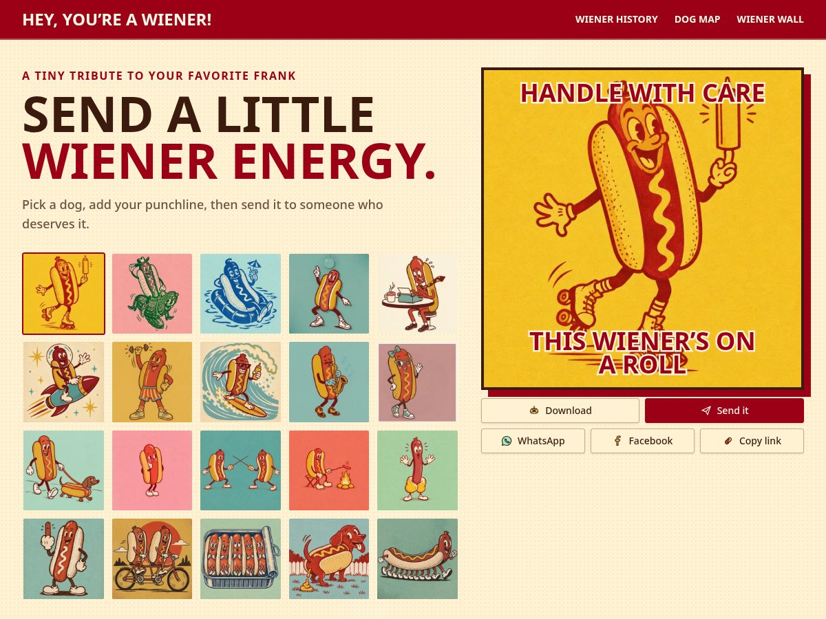 Landing-page snapshot of youareawiener.com