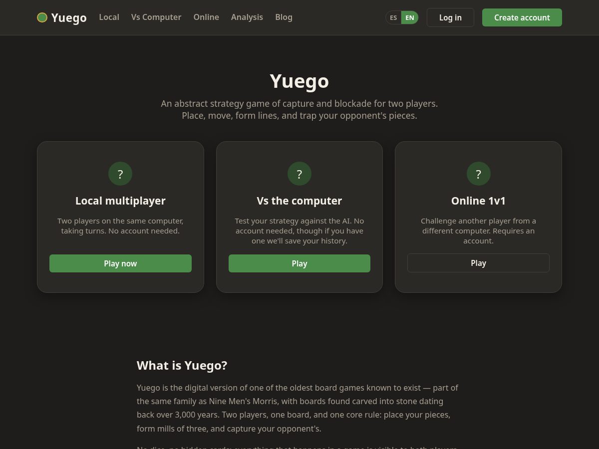 Landing-page snapshot of yuegogame.com