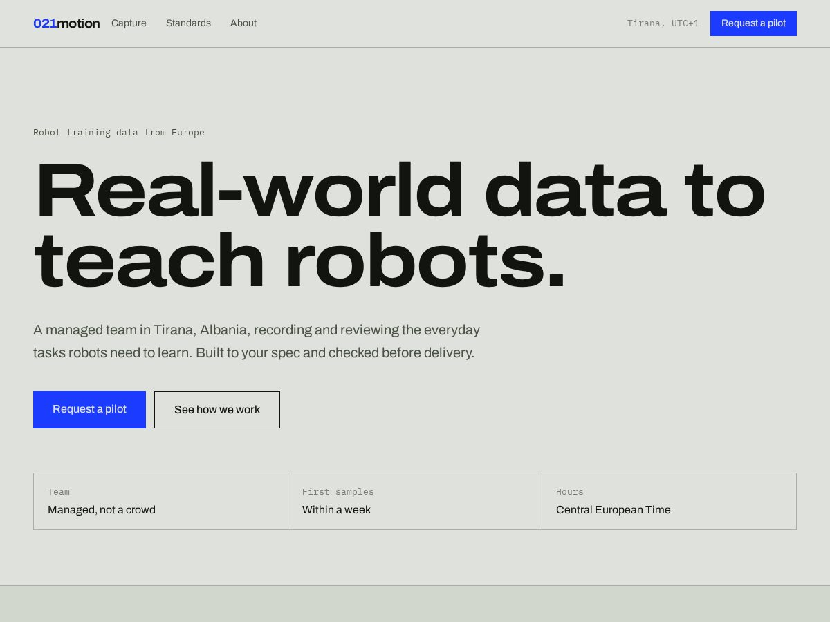 Landing-page snapshot of 021motion.com