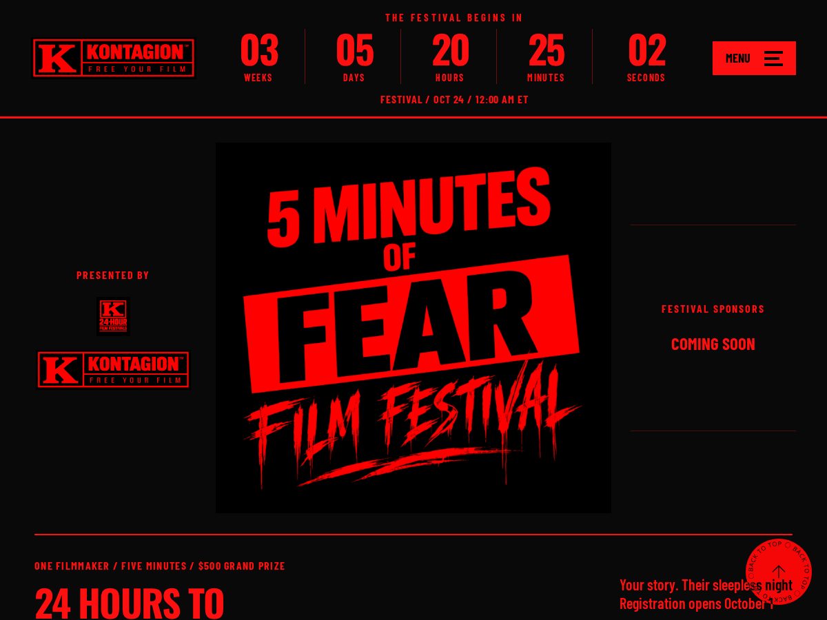 Landing-page snapshot of 24hours.film