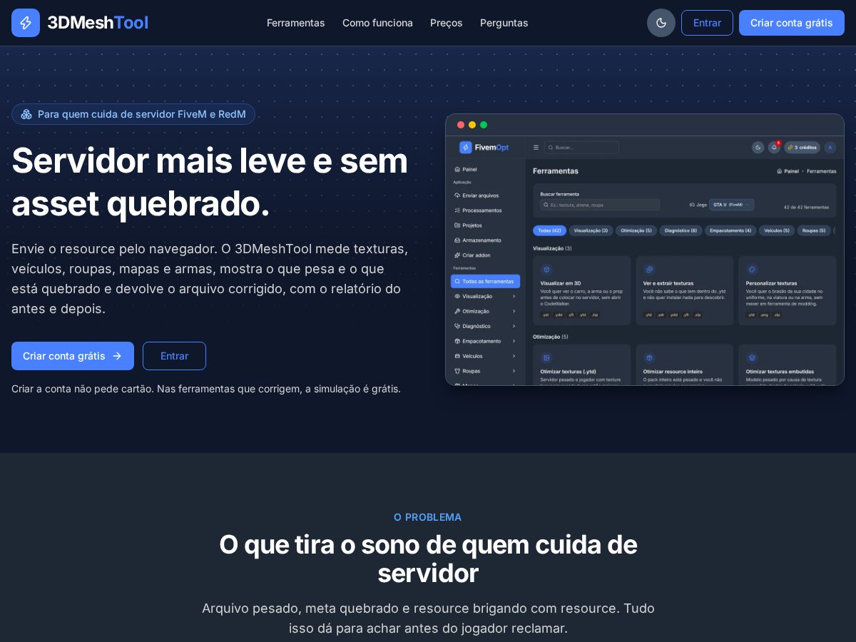 Landing-page snapshot of 3dmeshtool.com