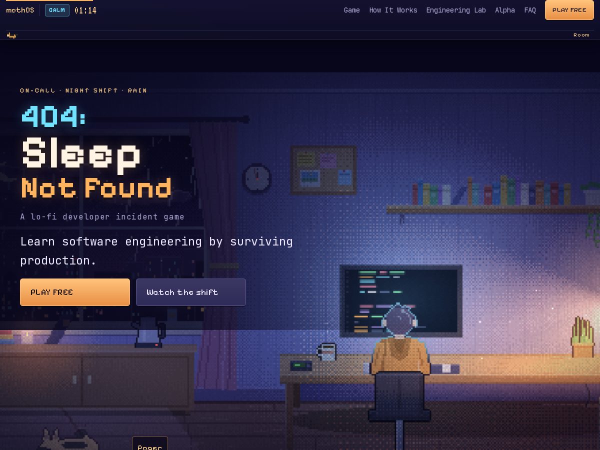 Landing-page snapshot of 404sleepnotfound.app
