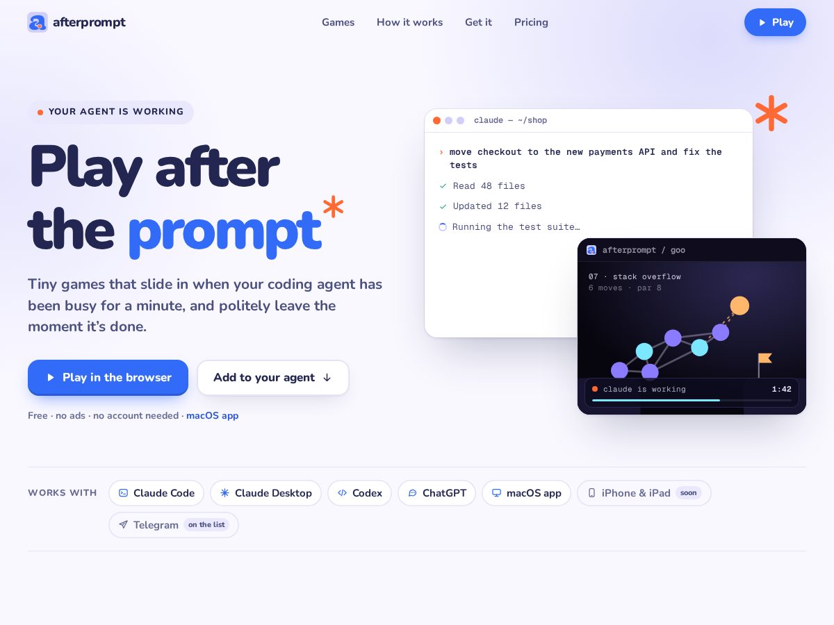 Landing-page snapshot of afterprompt.games