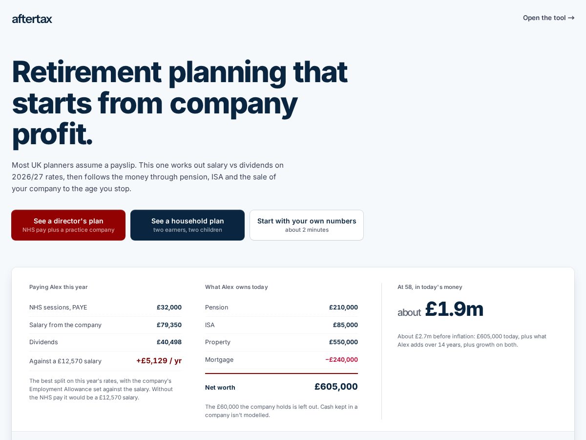 Landing-page snapshot of aftertax.xyz