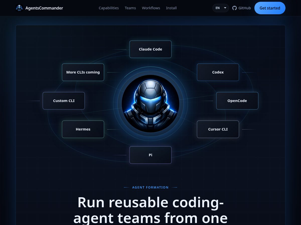 Landing-page snapshot of agentscommander.org