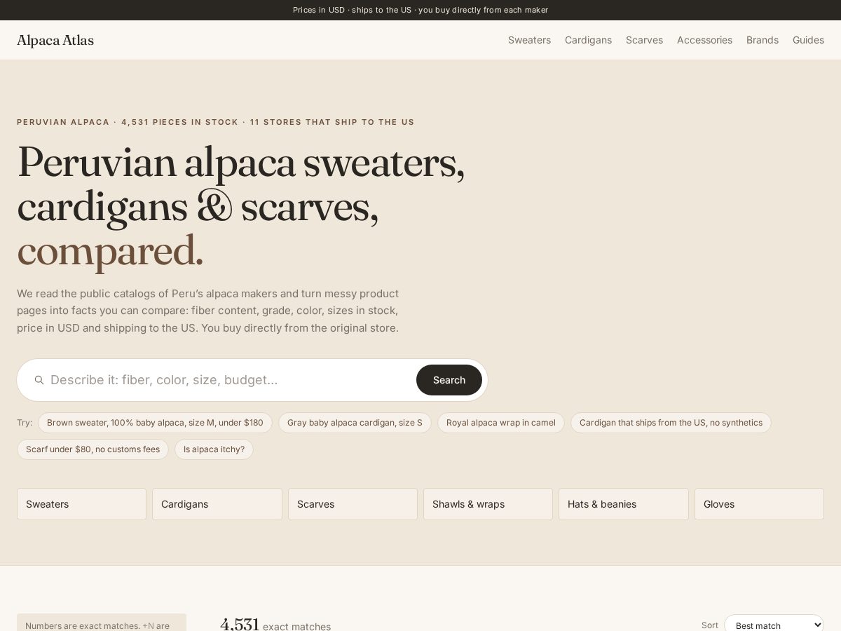 Landing-page snapshot of alpacaatlas.com