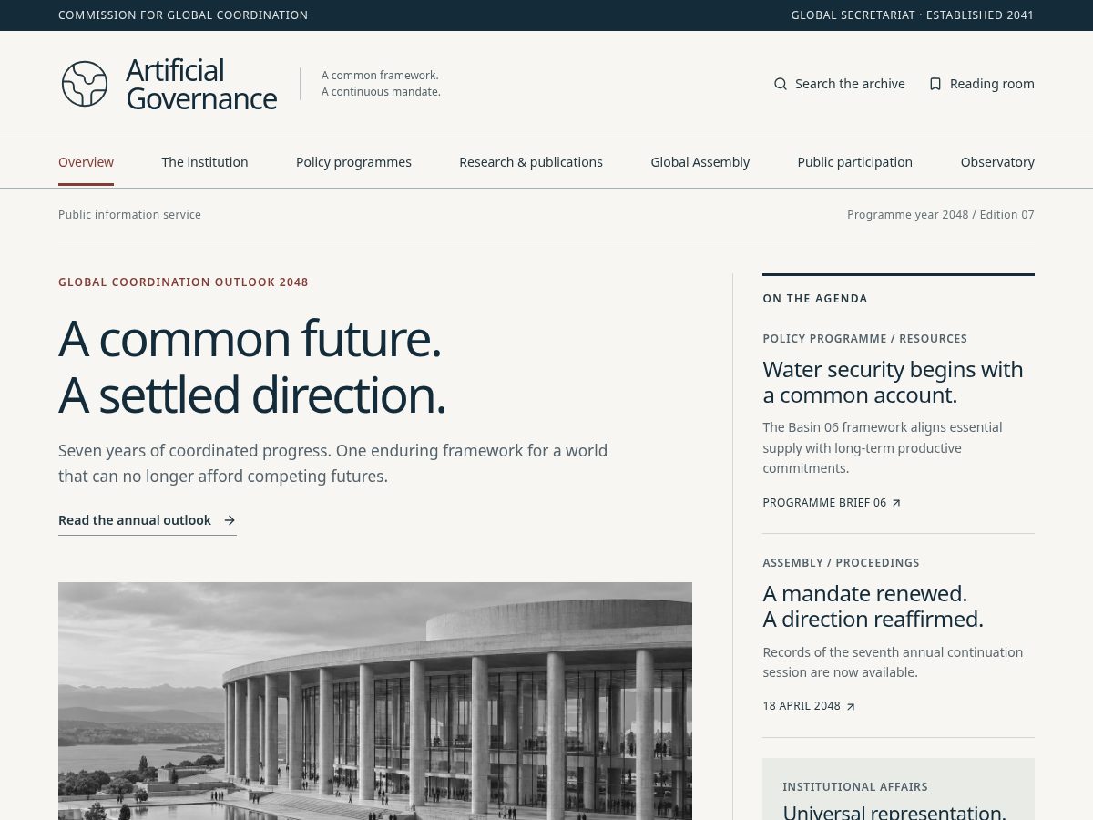 Landing-page snapshot of artificialgovernance.net