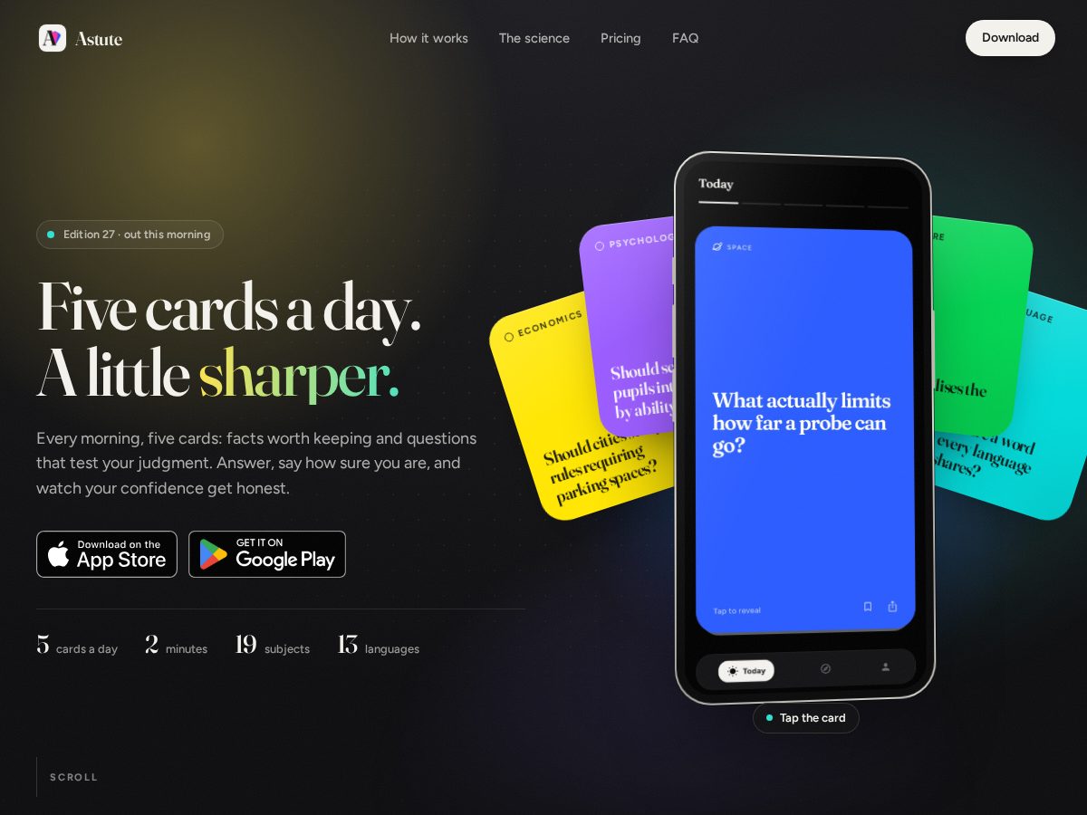 Landing-page snapshot of astutetheapp.com