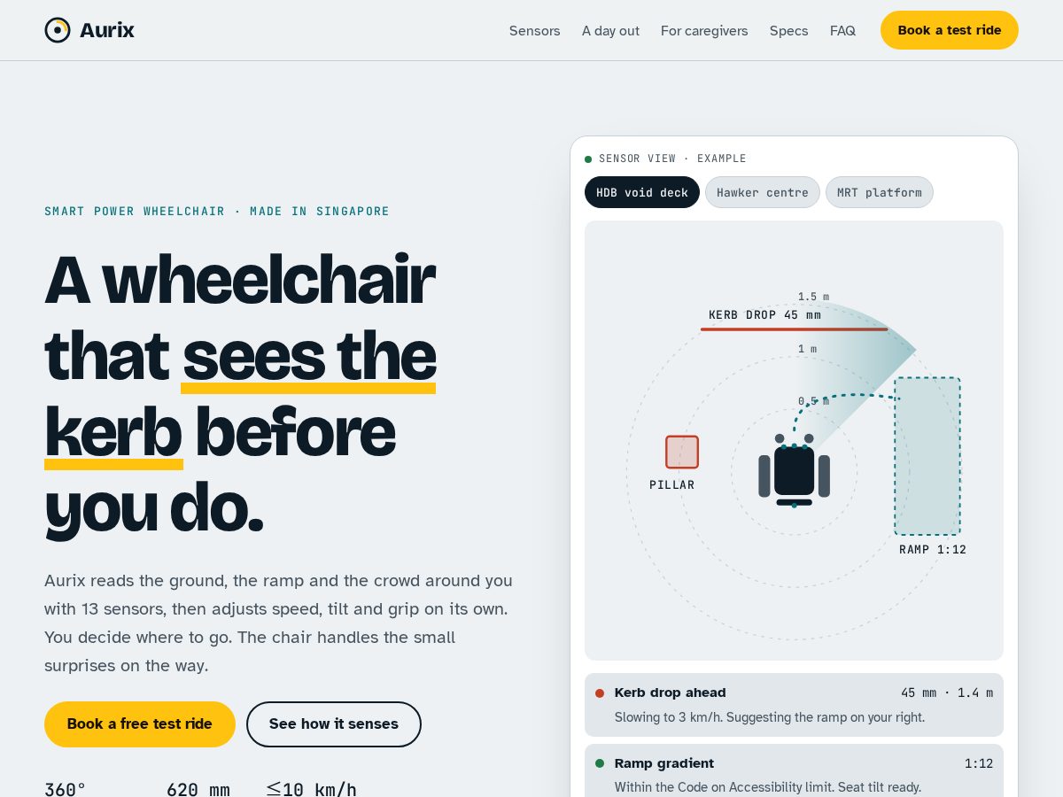 Landing-page snapshot of aurixwheelchair.com