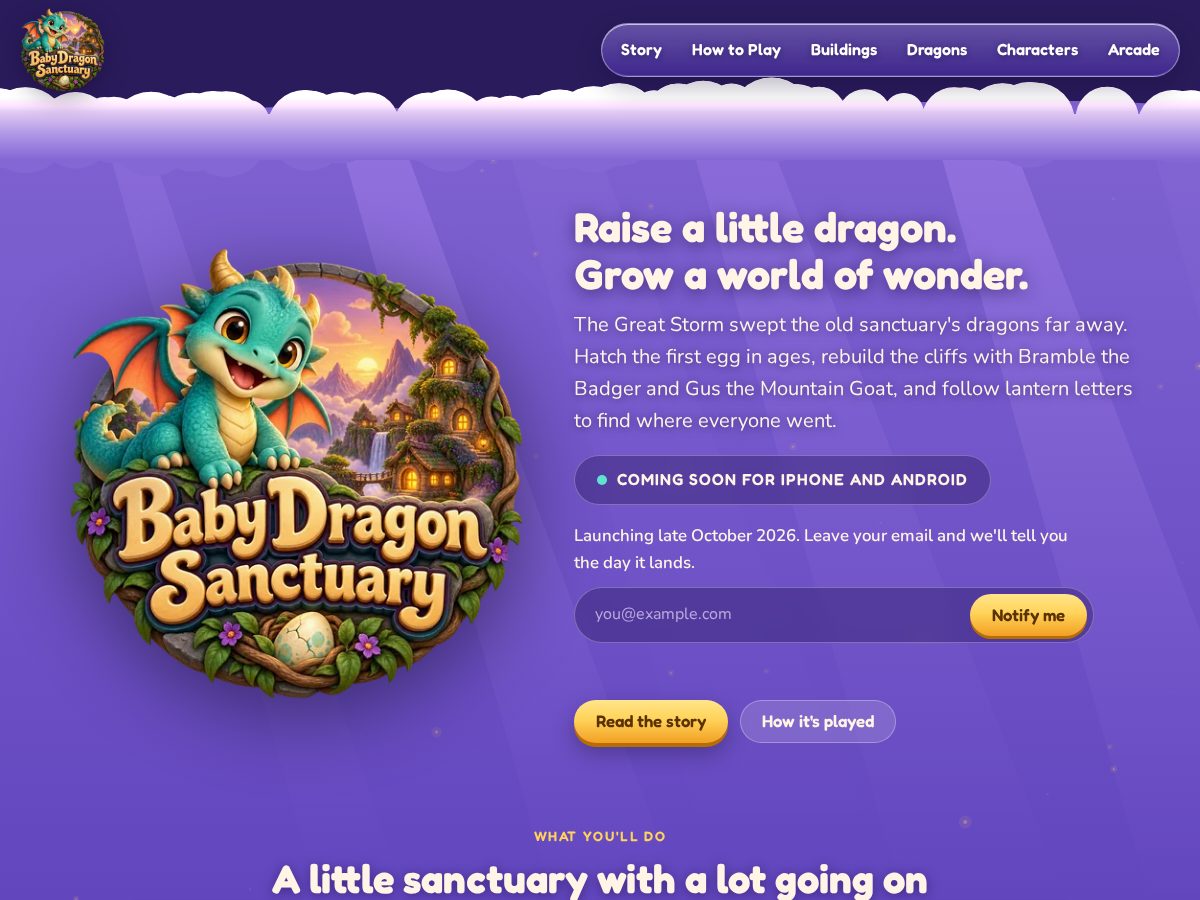 Landing-page snapshot of babydragonsanctuary.com
