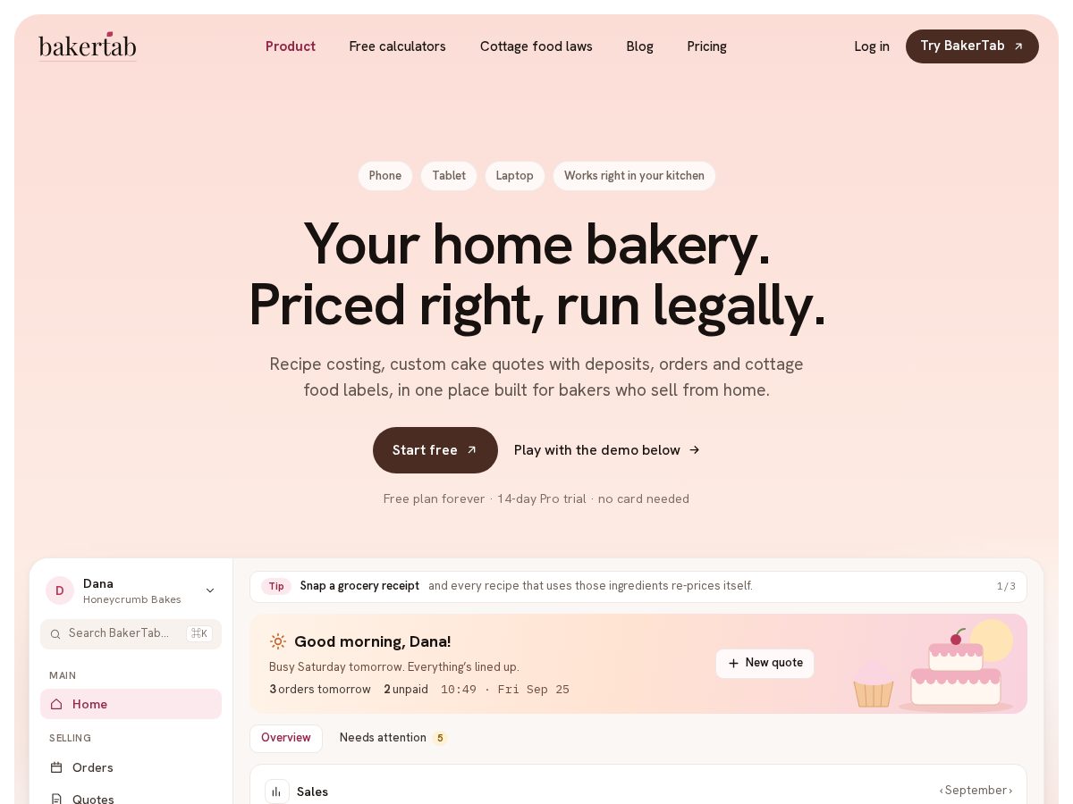 Landing-page snapshot of bakertab.com