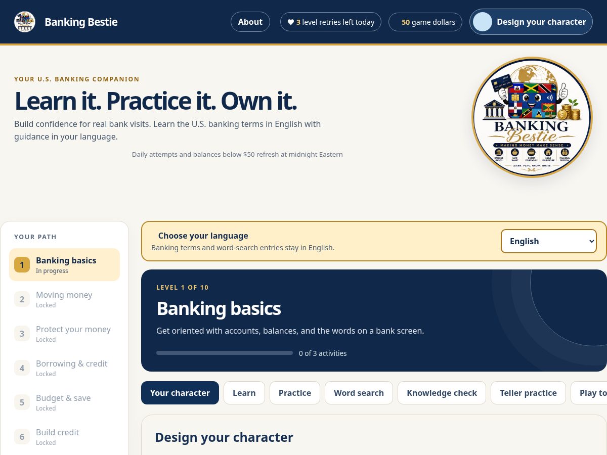 Landing-page snapshot of bankingbestiegames.com