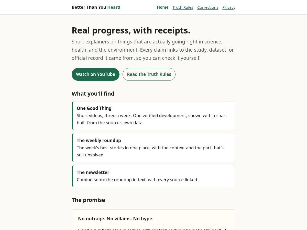 Landing-page snapshot of betterthanyouheard.com