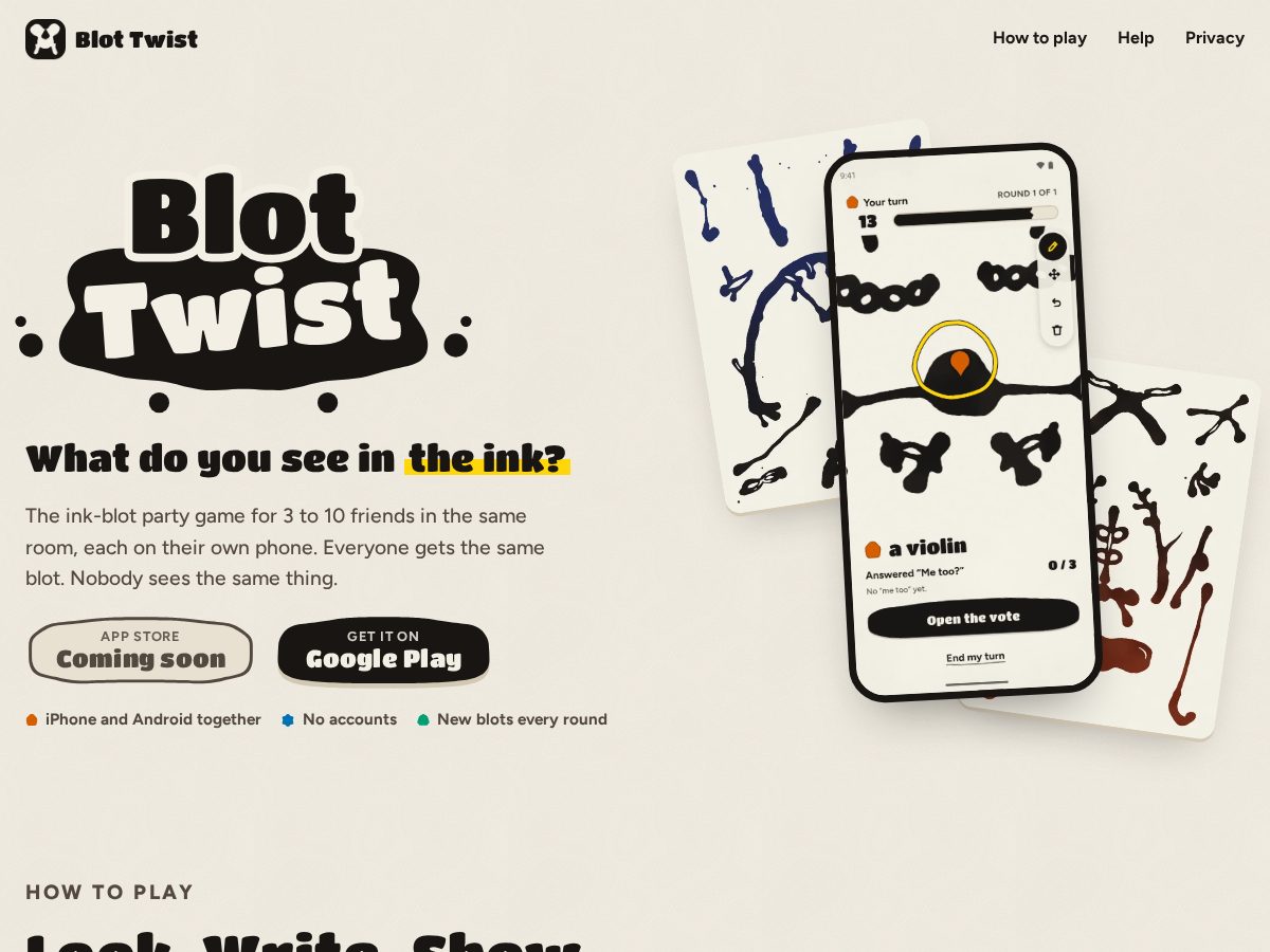 Landing-page snapshot of blottwist.app
