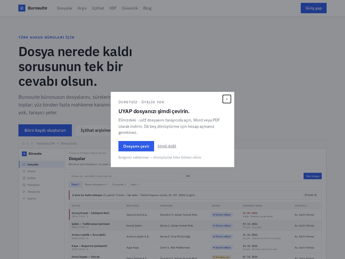 Landing-page snapshot of burosuite.com