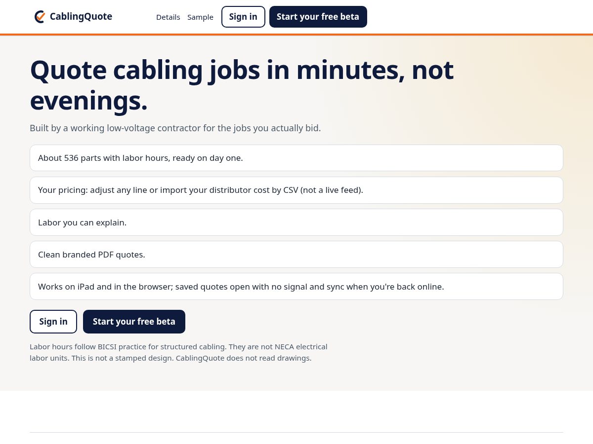 Landing-page snapshot of cablingquote.com