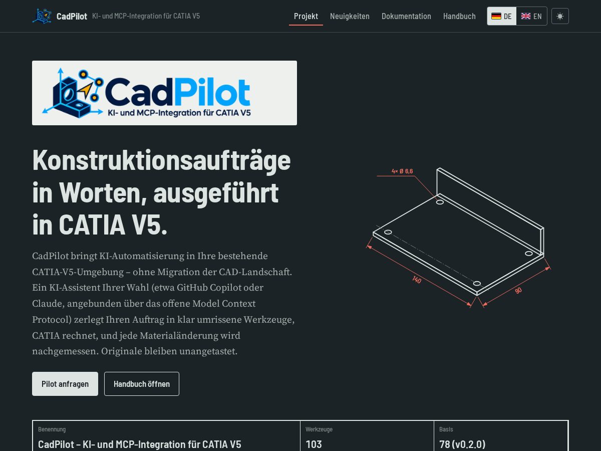 Landing-page snapshot of cadpilot.org