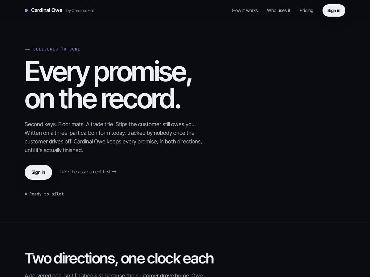 Landing-page snapshot of cardinalowe.com