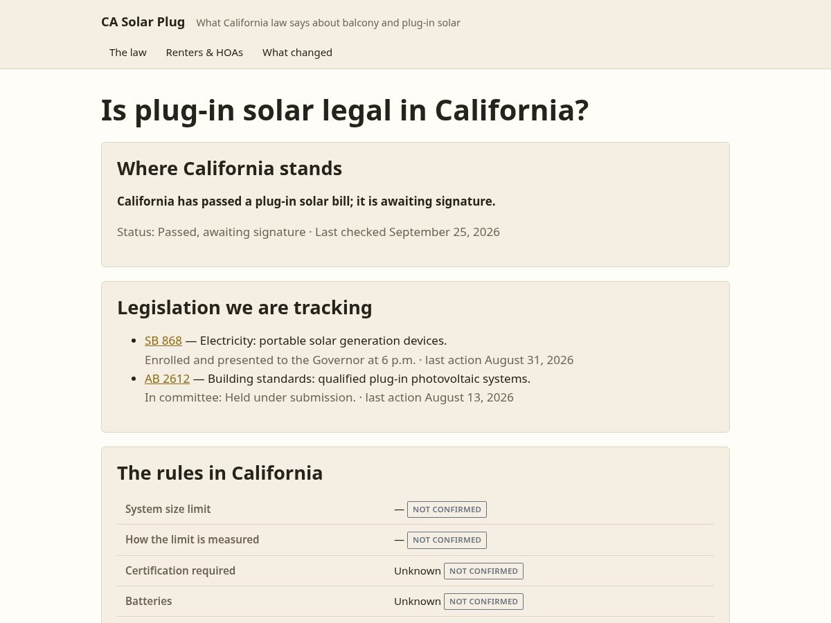 Landing-page snapshot of casolarplug.com