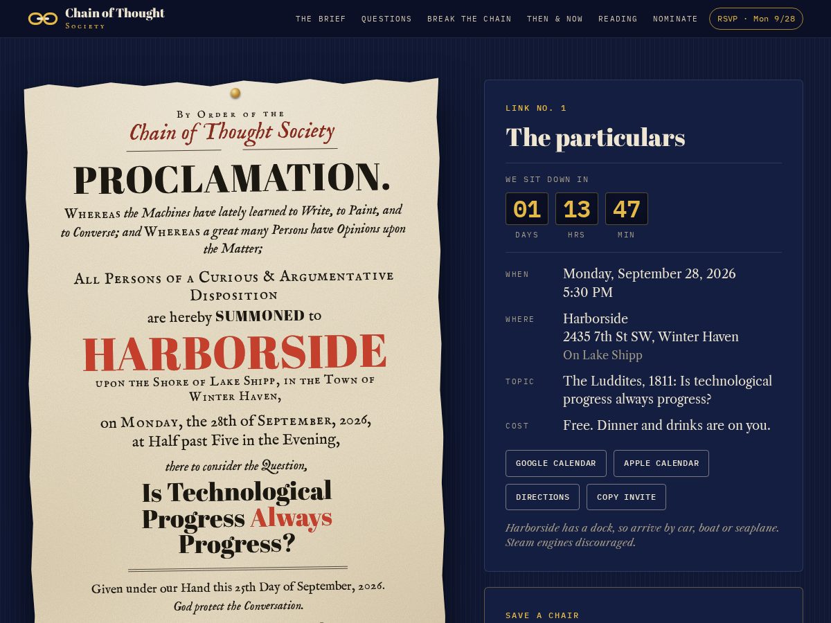 Landing-page snapshot of chainofthought.club
